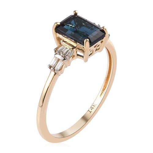 1.35 Ct. Monte Belo Indicolite and Diamond Ring in 14K Yellow Gold ...