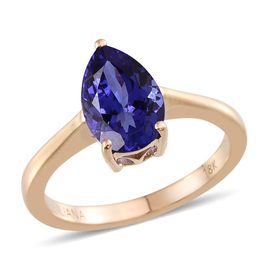 ILIANA 18K Y Gold AAA Tanzanite (Pear) Solitaire Ring 2.400 Ct ...