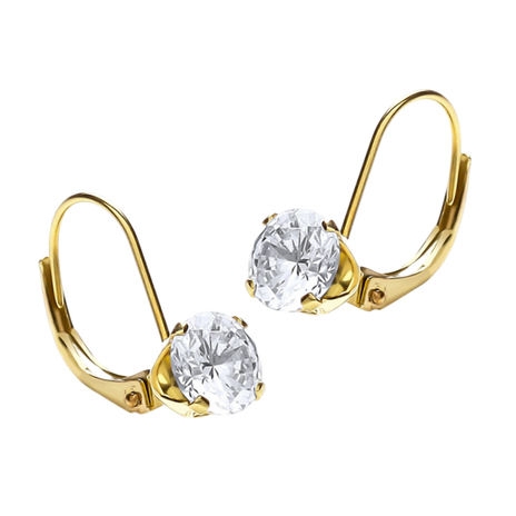 9K Yellow Gold  A   White Cubic Zirconia  Earring 2.86 pc,  Gold Wt. 1.4 Gms  2.860  Ct.