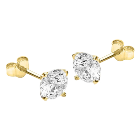 9K Yellow Gold  A   White Cubic Zirconia  Earring 4.34 pc,  Gold Wt. 0.49 Gms  4.340  Ct.