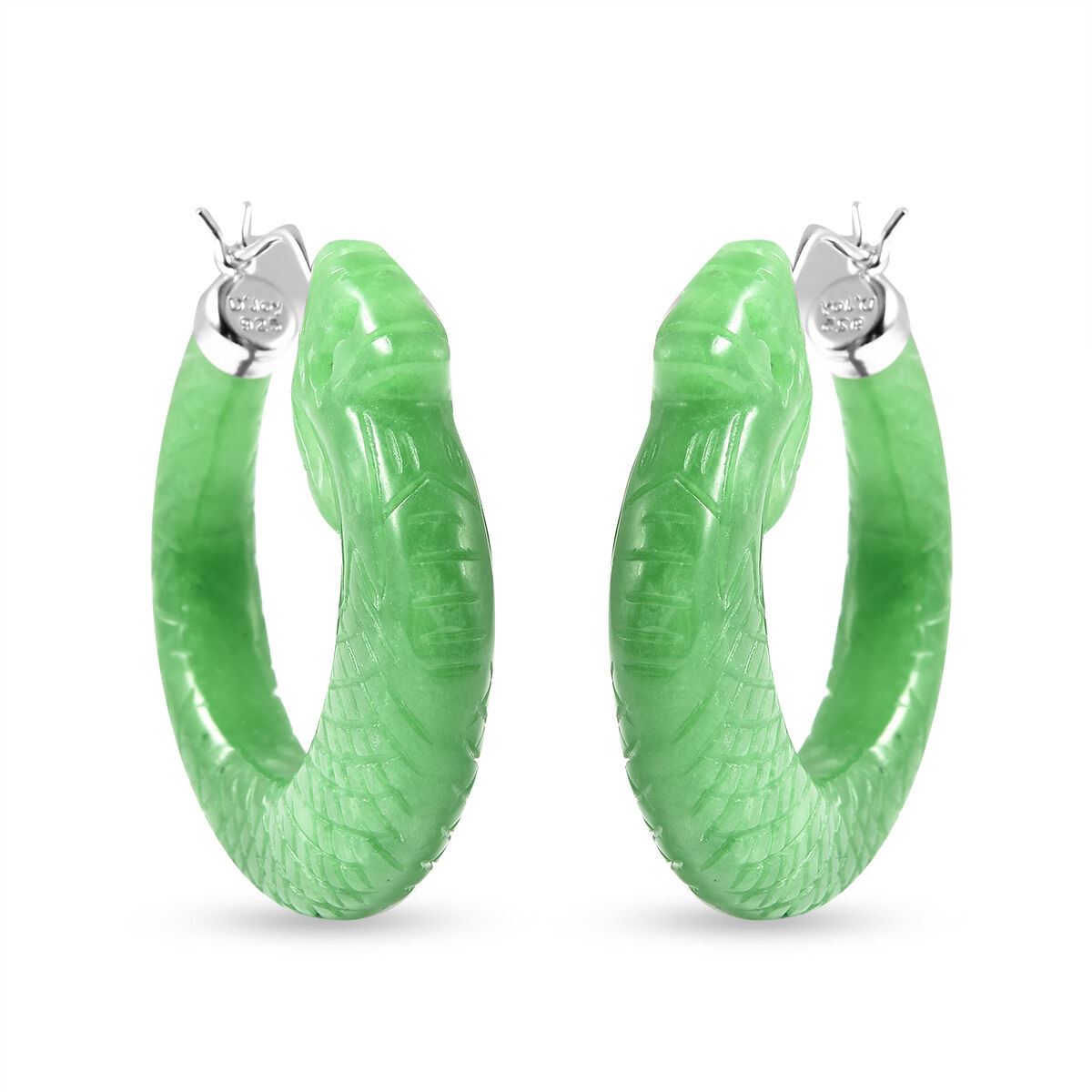 green jade earrings silver