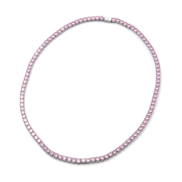Sleek and Radiant Tennis Necklace with Simulated Pink Sapphire in ...