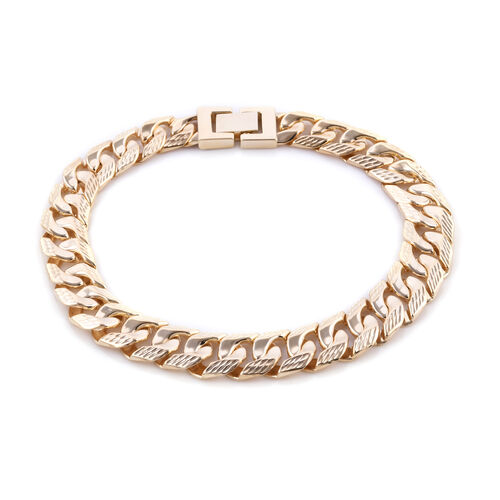 Textured Curb Bracelet Size 8.5 in 9K Yellow Gold - 6252156 - TJC