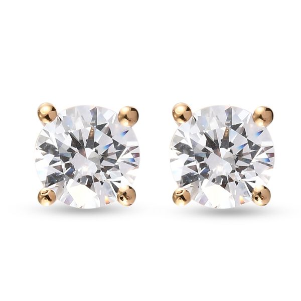 J Francis Made With Swarovski Zirconia Stud Earrings In 14k Gold Plated Sterling Silver Tjc