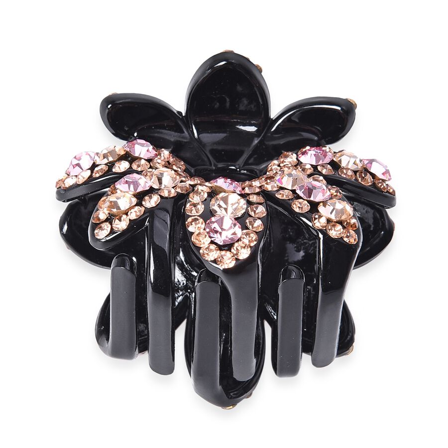 Crystal Studded Small Hair Claw Clip - Champagne and Light Pink ...