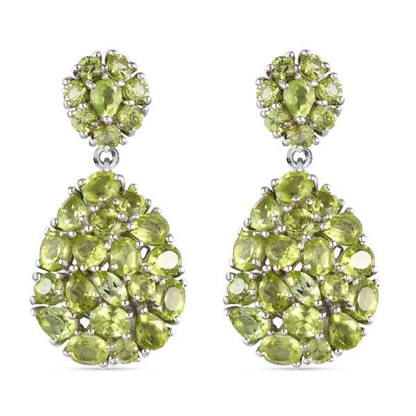 Peridot Dangling Earring (with Push Back) in Platinum Overlay Sterling ...