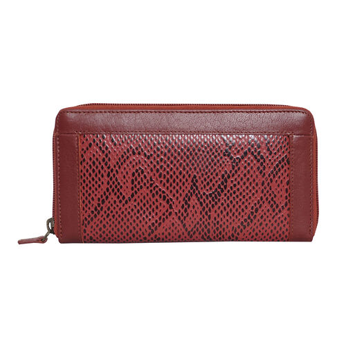 ASSOTS LONDON Animal Print Leather Purse in Red Colour - 6006574 - TJC