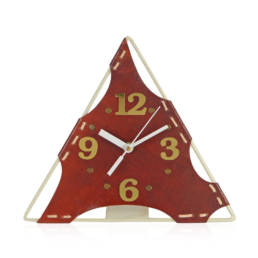 Handcrafted Triangular Leather Table Clock Size 22.8x20.20 Cm - 3470073 ...