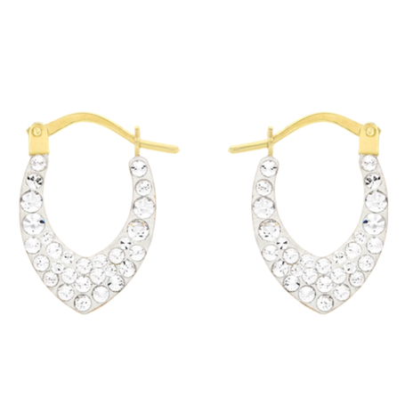 9K Yellow Gold  A   White Crystal  Earring 1.20 ct,  Gold Wt. 0.4 Gms  1.200  Ct.