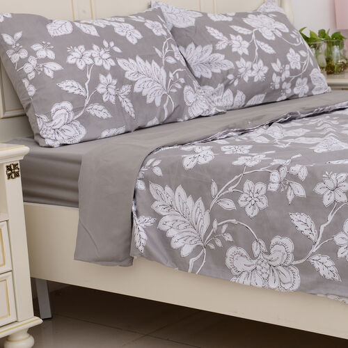 King Size 4 Pcs Printed Set Duvet Cover Size 225x220 Cm Fitted