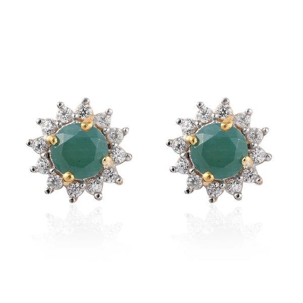 1.24 Ct. Grandidierite and Zircon Earrings in 14K Gold Plated Sterling ...