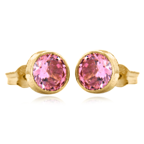 9K Yellow Gold  A   Pink Cubic Zirconia  Earring 2.86 ct,  Gold Wt. 0.99 Gms  2.860  Ct.