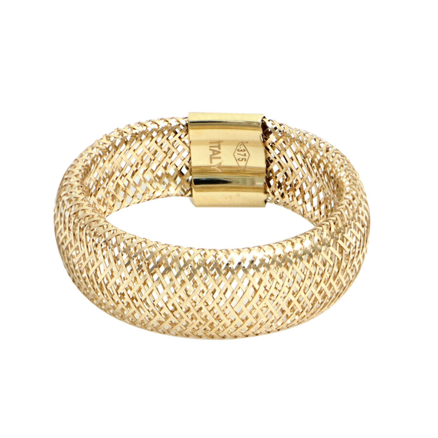 Italian Made - 9K Yellow Gold Stretchable Ring (Size Medium) - 6063449 ...