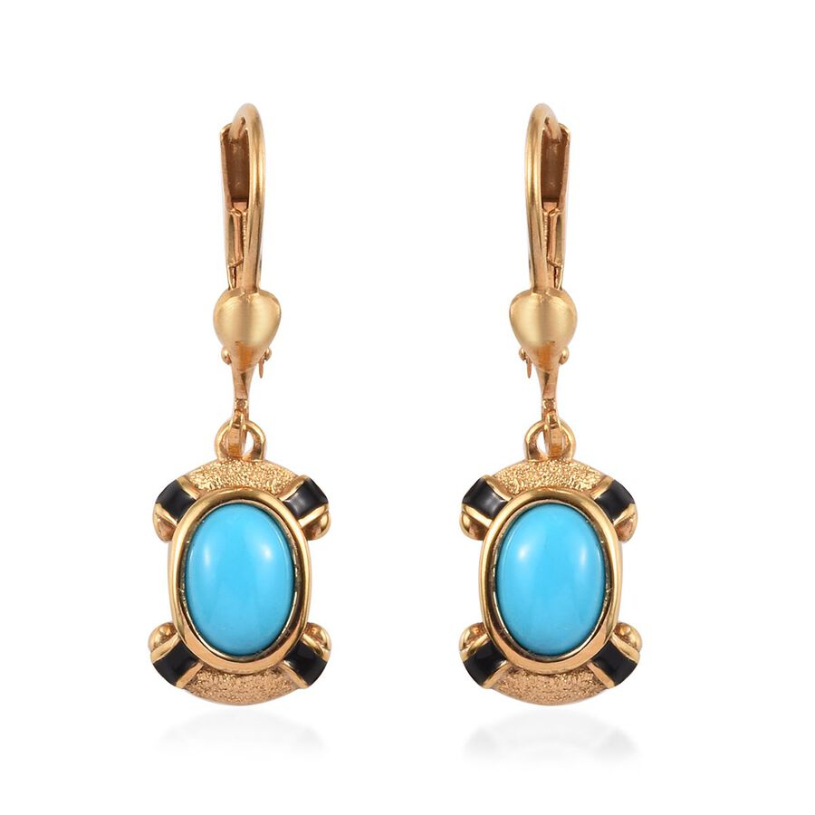 1.50 Ct Arizona Sleeping Beauty Turquoise Enamelled Drop Earrings in ...