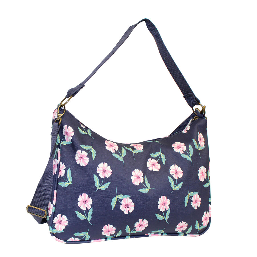 Nicole Brown Flower Pattern Shoulder Bag with 120cm Adjustable Strap in ...