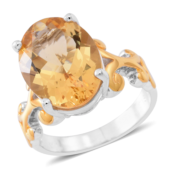 Designer Inspired- Uruguay Citrine (Ovl) Ring in Yellow Gold and ...