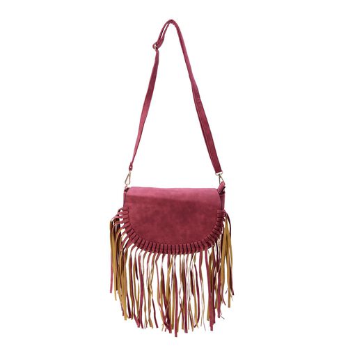 Red Colour Crossbody Bag with Tassels and Adjustable and Removable ...