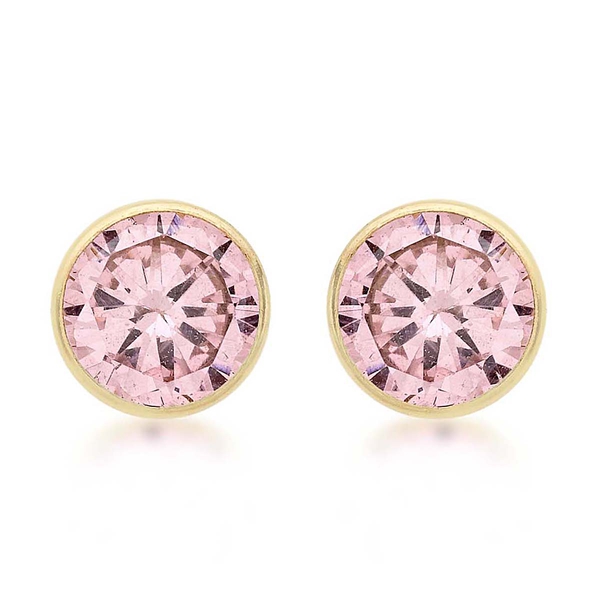 9K Yellow Gold  A   Pink Cubic Zirconia  Earring 2.86 ct,  Gold Wt. 0.99 Gms  2.860  Ct.