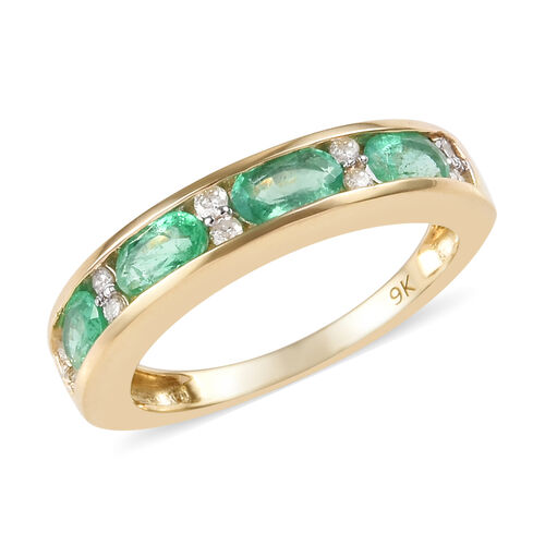 1 Carat Boyaca Colombian Emerald and Diamond Eternity Band Ring in 9K ...