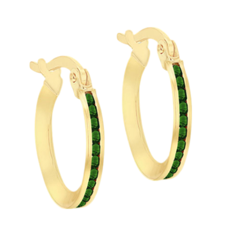 9K Yellow Gold  A   Green Cubic Zirconia  Earring 0.50 ct,  Gold Wt. 1.1 Gms  0.500  Ct.