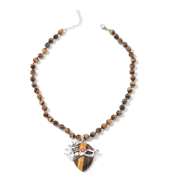 253.60 Ct Tigers Eye and Red Austrian Crystal Venetian Mask Beaded ...