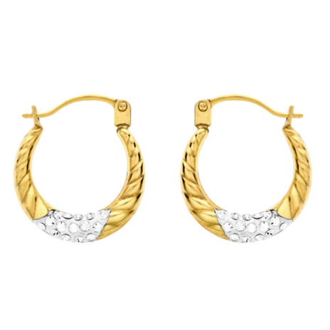 9K Yellow Gold  A   Crystal  Earring 0.30 pc,  Gold Wt. 0.4 Gms  0.300  Ct.
