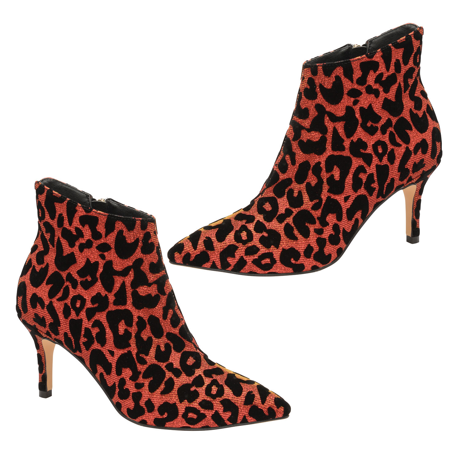 red leopard print ankle boots