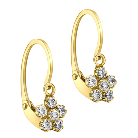 9K Yellow Gold  A   White Cubic Zirconia  Earring 0.36 pc,  Gold Wt. 0.43 Gms  0.360  Ct.
