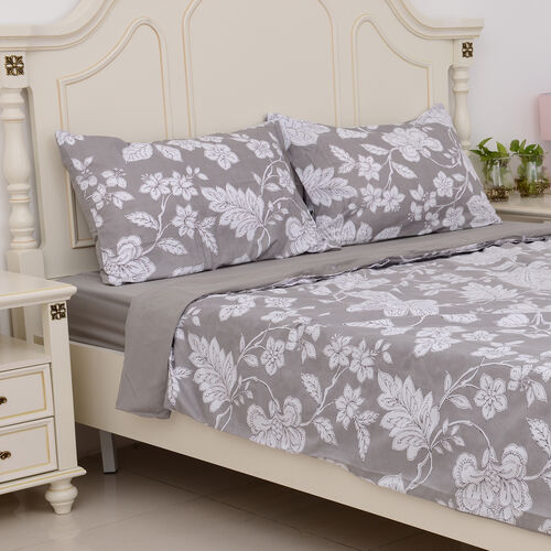 King Size 4 Pcs Printed Set Duvet Cover Size 225x220 Cm Fitted