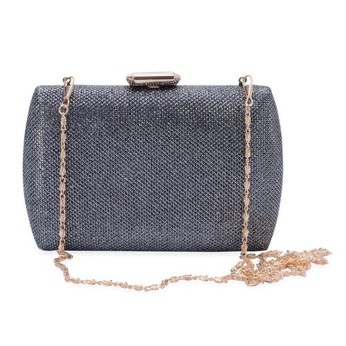 Silver Grey Colour Clutch Bag with Removable Chain Strap (Size 18x12 Cm) - 2304802 - TJC