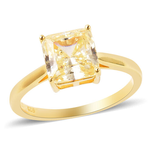 ELANZA Simulated Yellow Sapphire Solitaire Ring in Yellow Gold Overlay ...