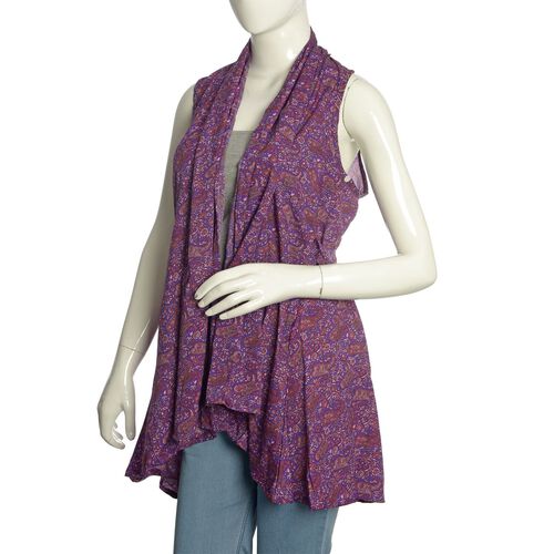 Multi Colour Paisley and Floral Pattern Purple Colour Sleeveless Top ...