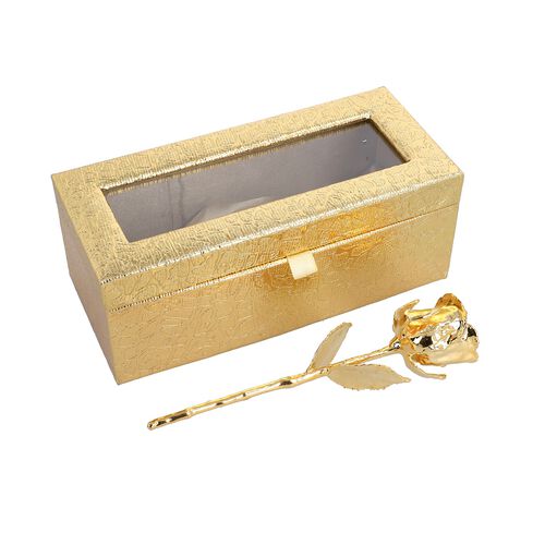Gold Plated Eternal Rose (Size 15 Cm) in Golden Box (Size 23x8 Cm ...