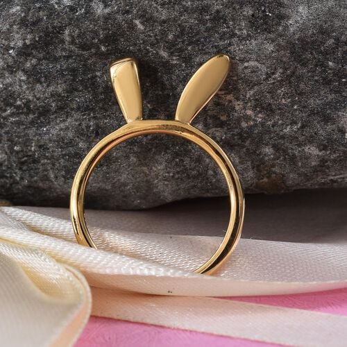 14K Gold Overlay Sterling Silver Bunny Ears Ring