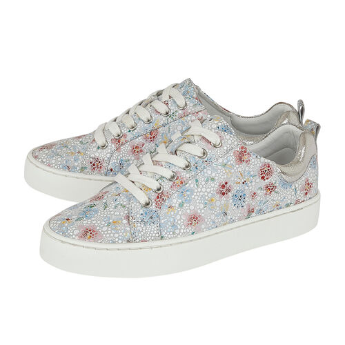 Lotus Stressless Leather Garda Lace-Up Trainers in Multi Colour Floral ...
