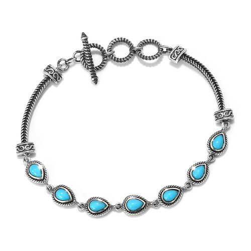 Arizona Sleeping Beauty Turquoise (Pear) Adjustable Bracelet (Size 8 ...