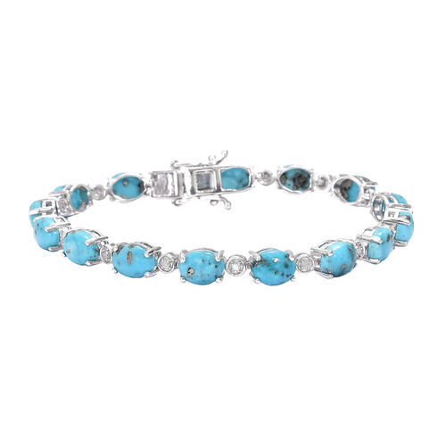 20.25 Ct Persian Turquoise and Diamond Tennis Style Bracelet in ...
