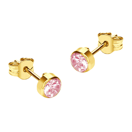 9K Yellow Gold  A   Pink Cubic Zirconia  Earring 0.90 ct,  Gold Wt. 0.44 Gms  0.900  Ct.