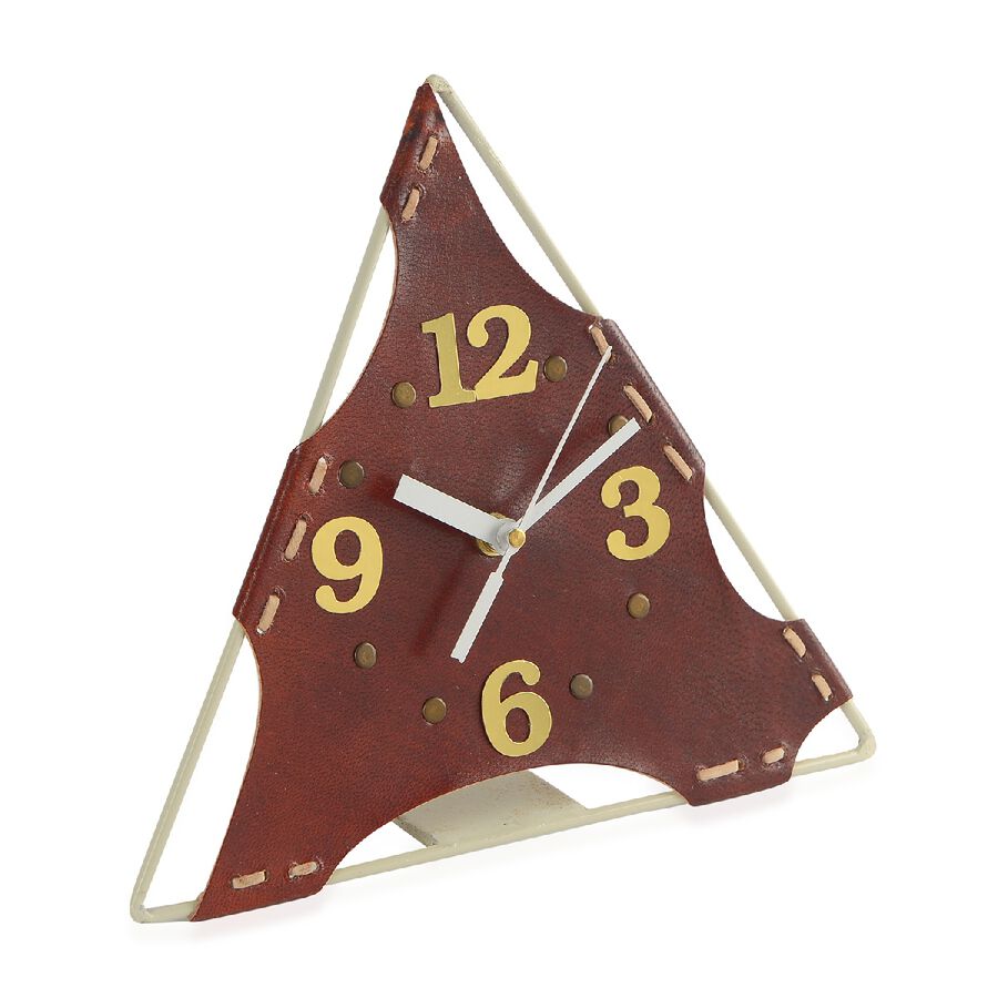 Handcrafted Triangular Leather Table Clock Size 22.8x20.20 Cm - 3470073 ...
