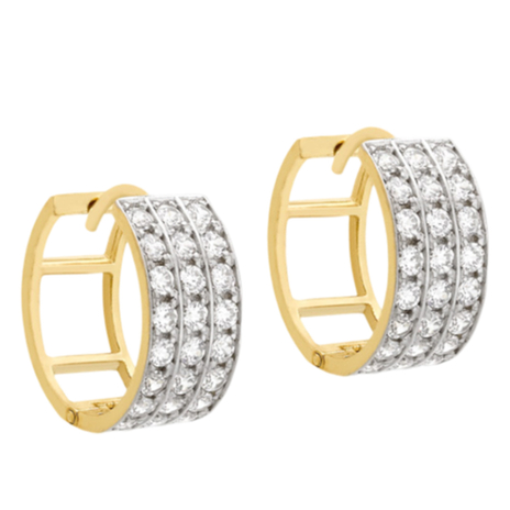 9K Yellow Gold  A   White Cubic Zirconia  Earring 3.78 pc,  Gold Wt. 3.2 Gms  3.780  Ct.