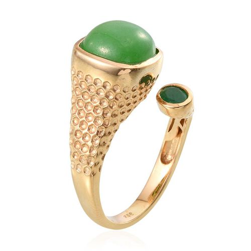 Green Jade (Cush 6.25 Ct), Kagem Zambian Emerald Ring in 14K Gold ...