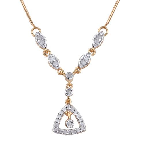 Diamond 0.30 Carat Silver Necklace (Size 20) in 14K Gold Overlay ...