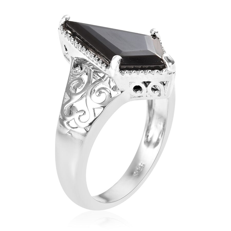 1.50 Ct Elite Shungite Solitaire Ring in Platinum Plated Sterling ...
